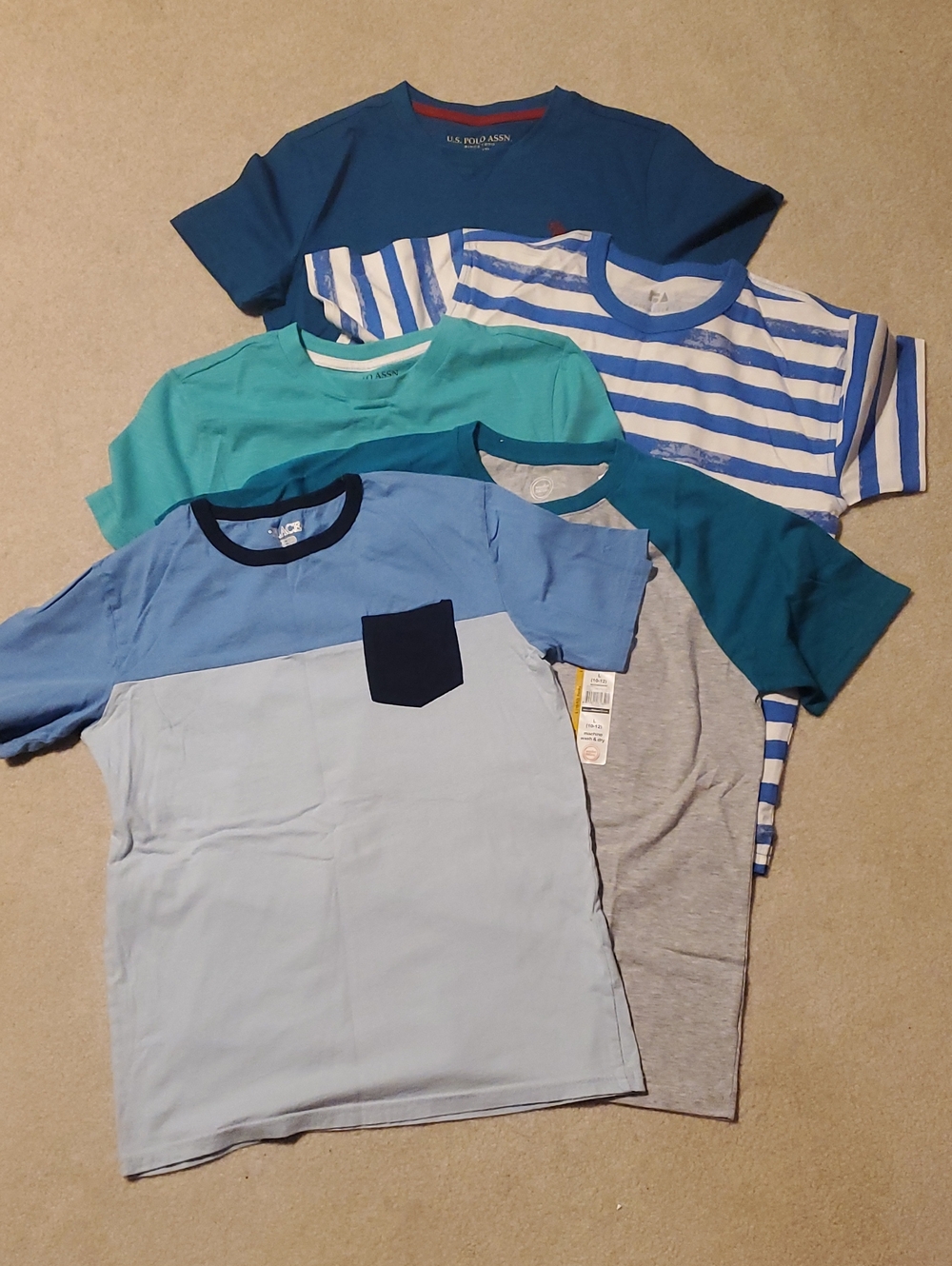 U.S. Polo Assn. Boys' Blue, Teal & Gray Short-Sleeve Tee Pack